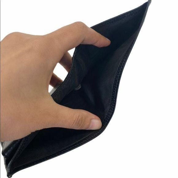 Authentic Gucci Wallet Black Leather Canvas Card Holder GG Vintage - Picture 7 of 11